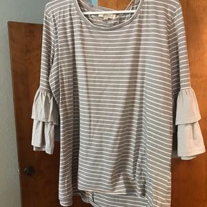 Grey & white stripe bells sleeve
